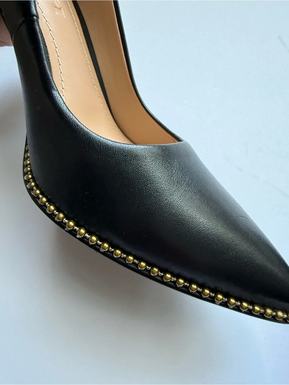 Coach Black Pointed Toe Stud-Trim Women's Flats